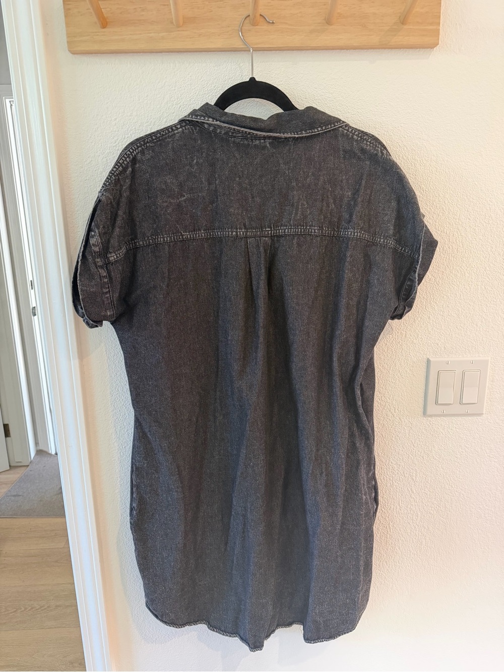 Black Denim Button-Down Shirt Dress - Picture 6 of 6